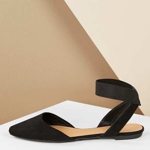 NWOT Elastic Ankle Strap Open Heel Flats